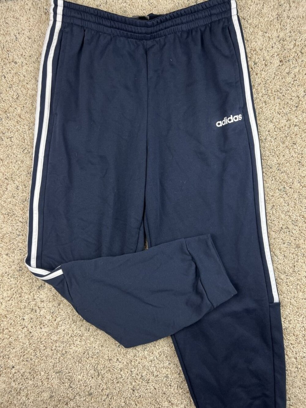 adidas Climalite Mens LARGE Blue Activewear Workout Jogging Pants 3 Striped
